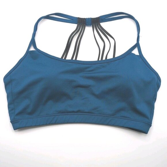 Livi Active Lane Bryant Sports Bra Unlined No Wire Blue Strappy Back Size 16 XL - Picture 7 of 9